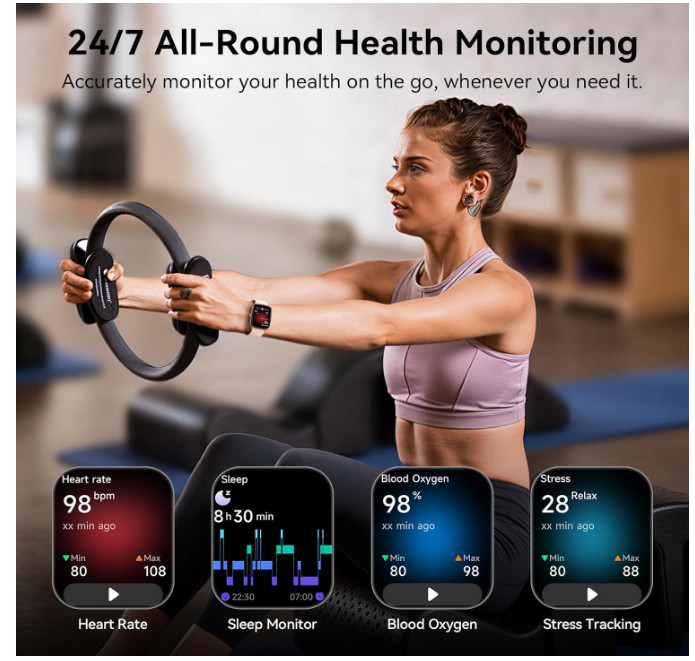 Smart Watch IDW28 for Women, 1.85″ HD AMOLED Fitness Tracker (Answer/Call) (V16