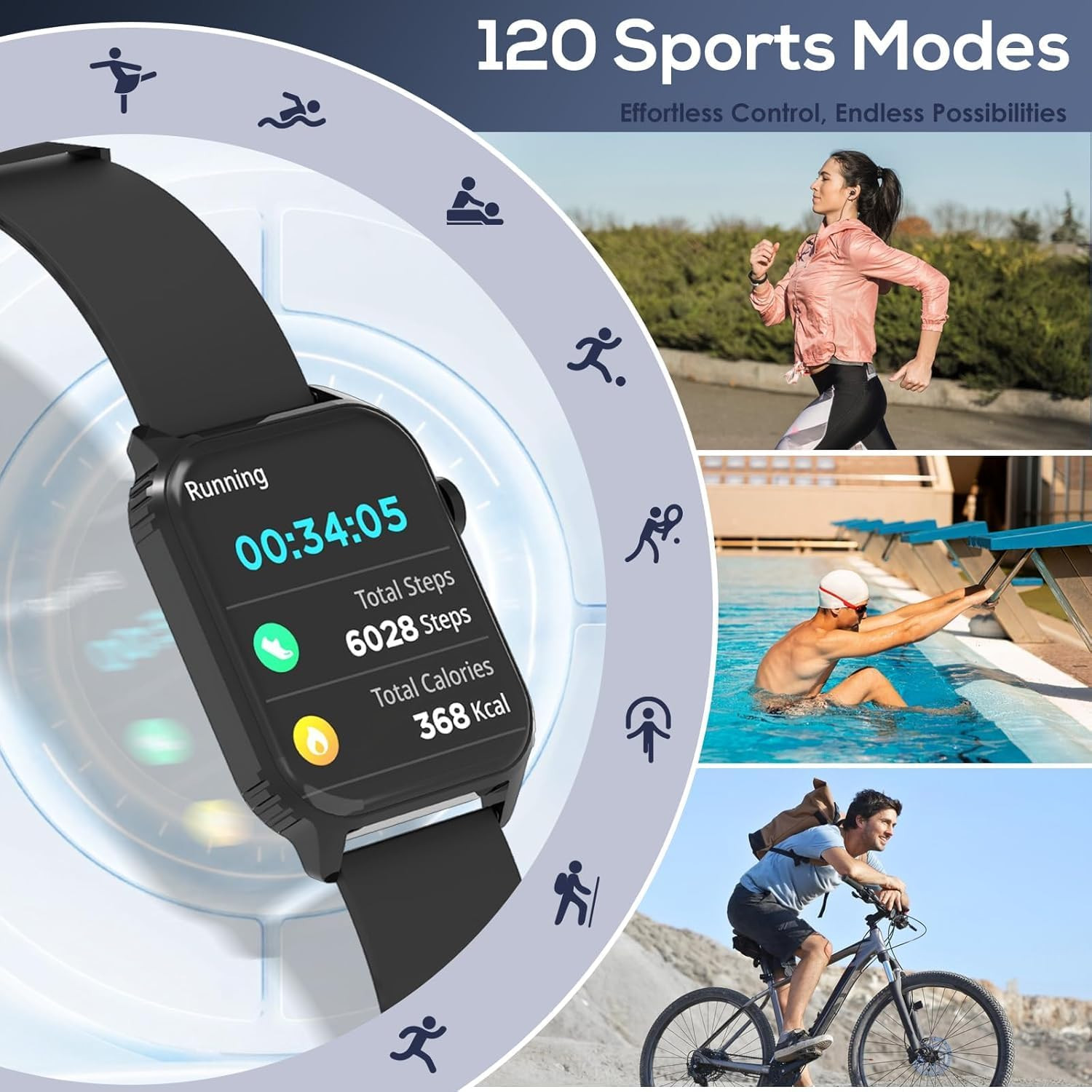 Smart Watch for Men, 120 Sports Modes Smartwatch with 1.83″ HD, Alexa Built-In,