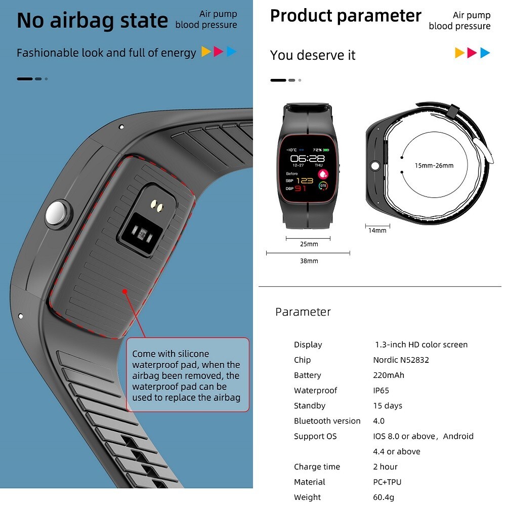 P20 Medical Smart Watch Air Pump Blood Pressure Monitor Heart Rate Detector 2025
