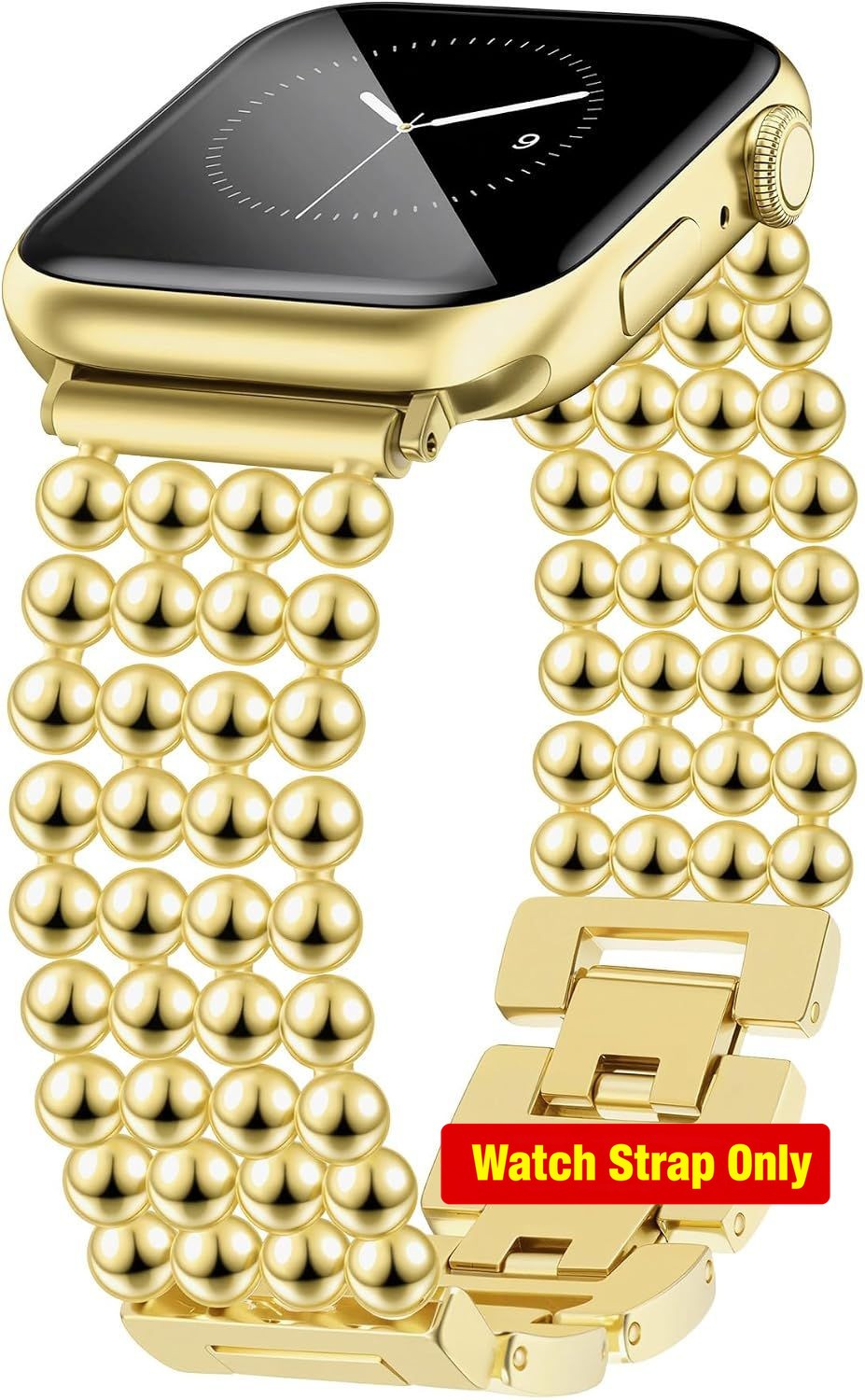 Gold Beaded Metal Strap Compatible with Apple Watch 38mm 40mm 41mm