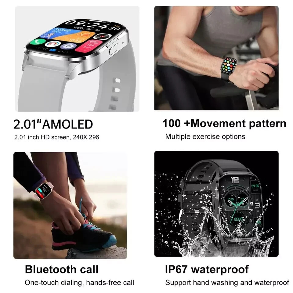 2024 New 2.01-inch Men’s and Women’s Bluetooth Call Couple Smart Watch Android
