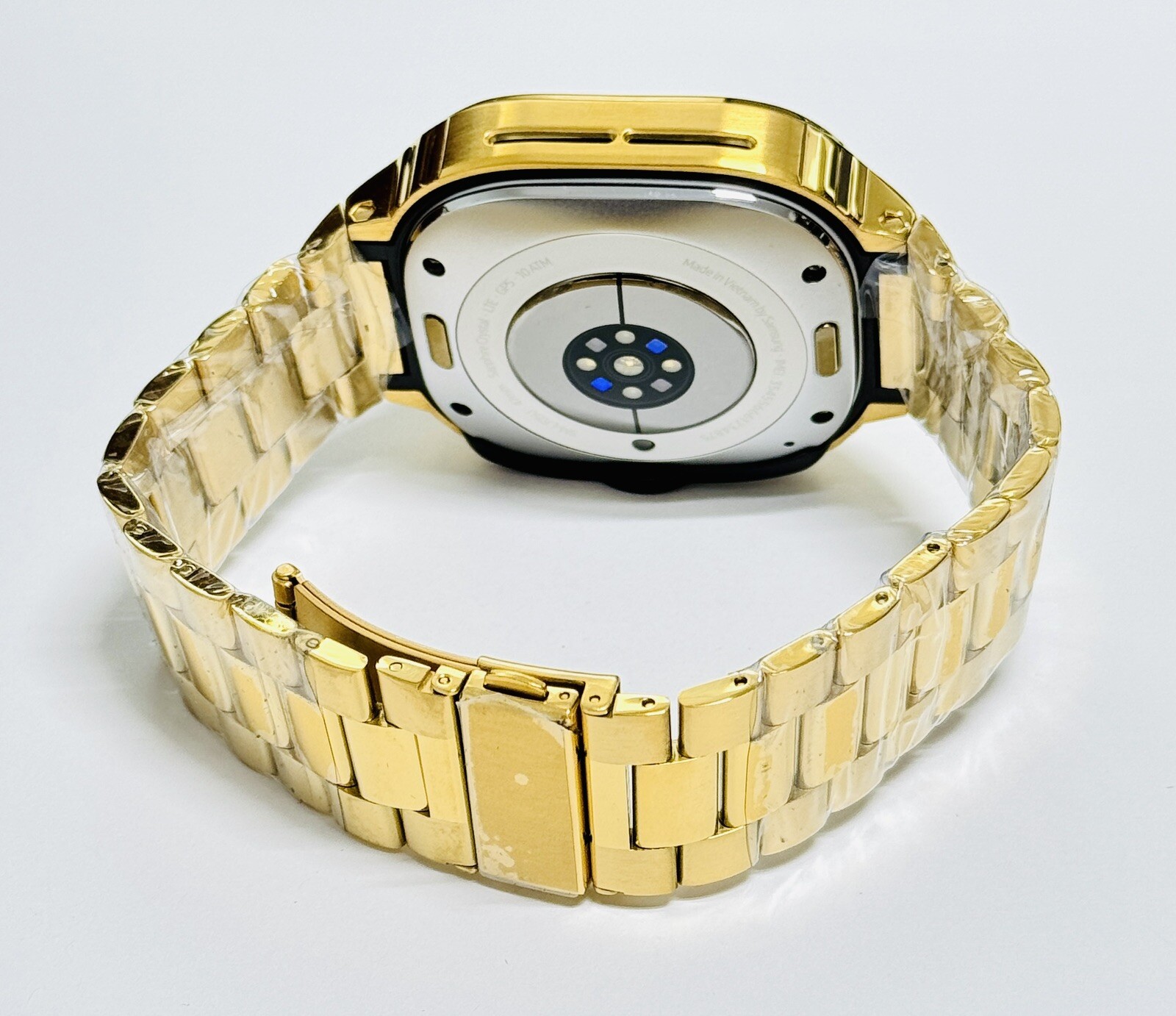 CUSTOM GOLD Samsung Galaxy Watch Ultra 47mm White 24k Gold Links Band