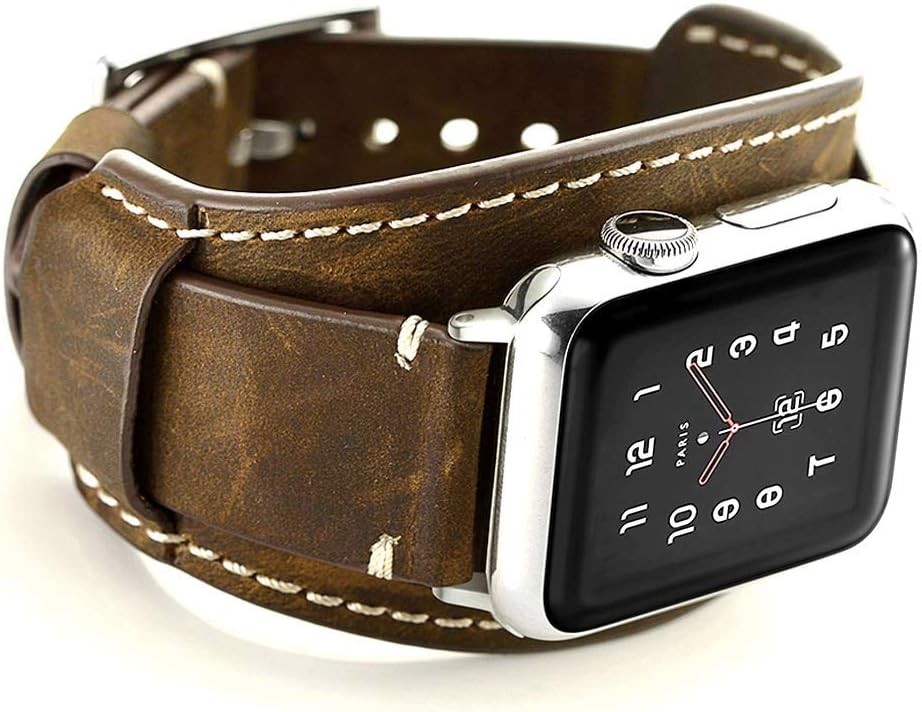 Genuine Leather Strap Compatible with Apple Watch Ultra 49mm, Series 3