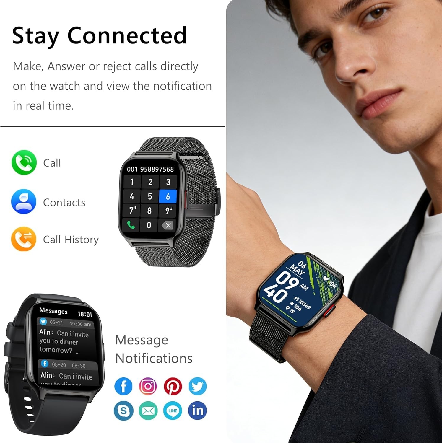Reloj Inteligente Para iPhone Android De Mujer Smart Watch Pantalla Táct NEW US.