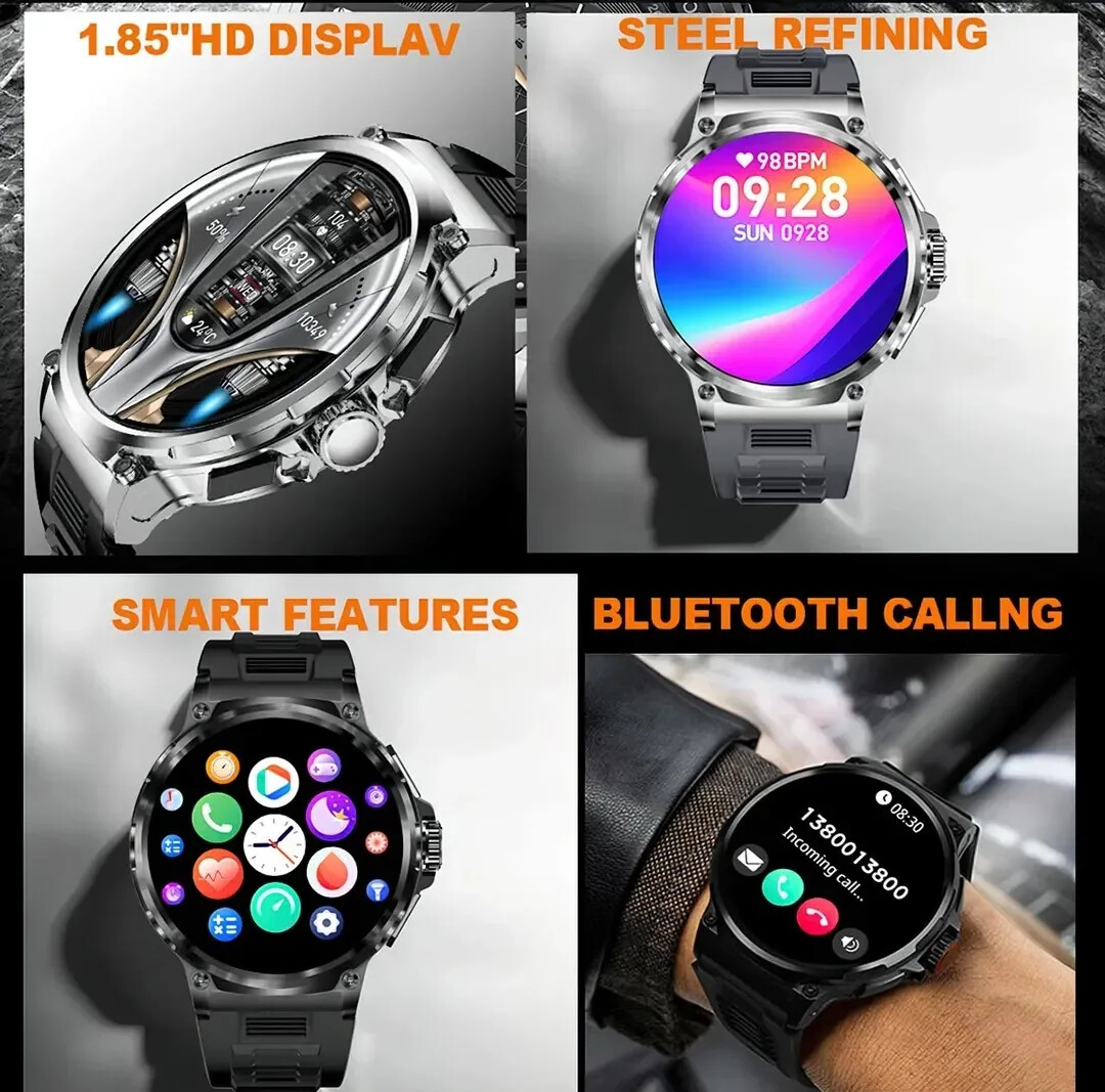 1.85 Inch Call Smart Watch Sports Fitness Tracker Heart Monitor For Android ISO