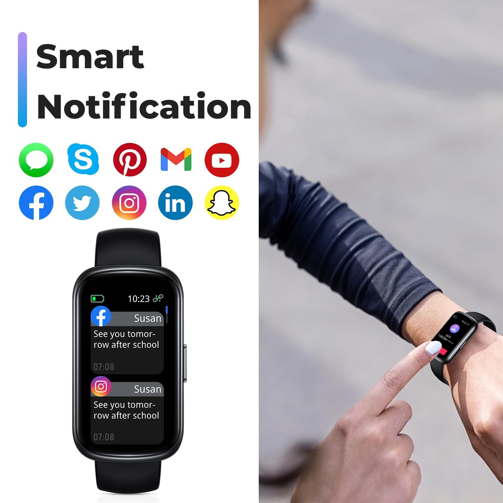 Fitness Tracker , 1.47″ Full Touch Tracker with 24/7 Heart Rate & Monitor, Sl…