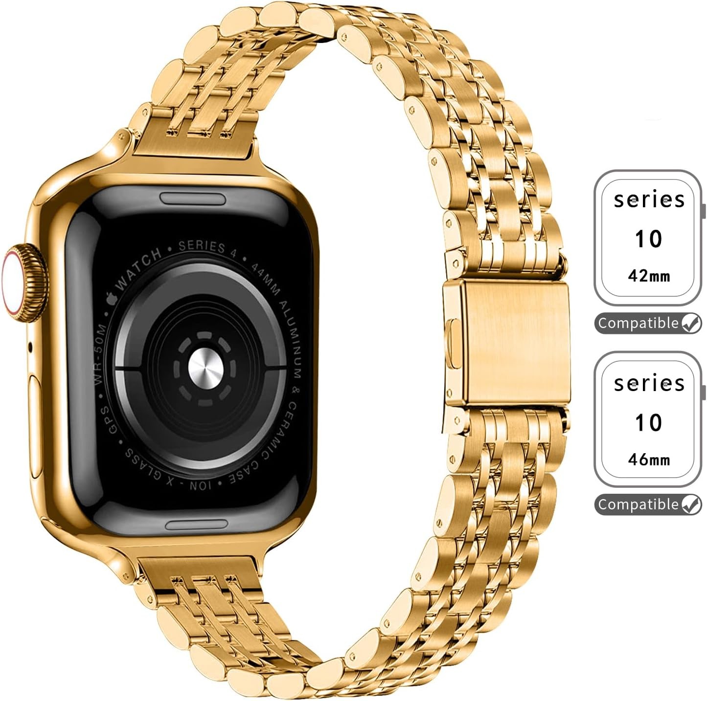 Metal Stainless Steel Strap Compatible with Apple Watch 41mm 45mm Luxury