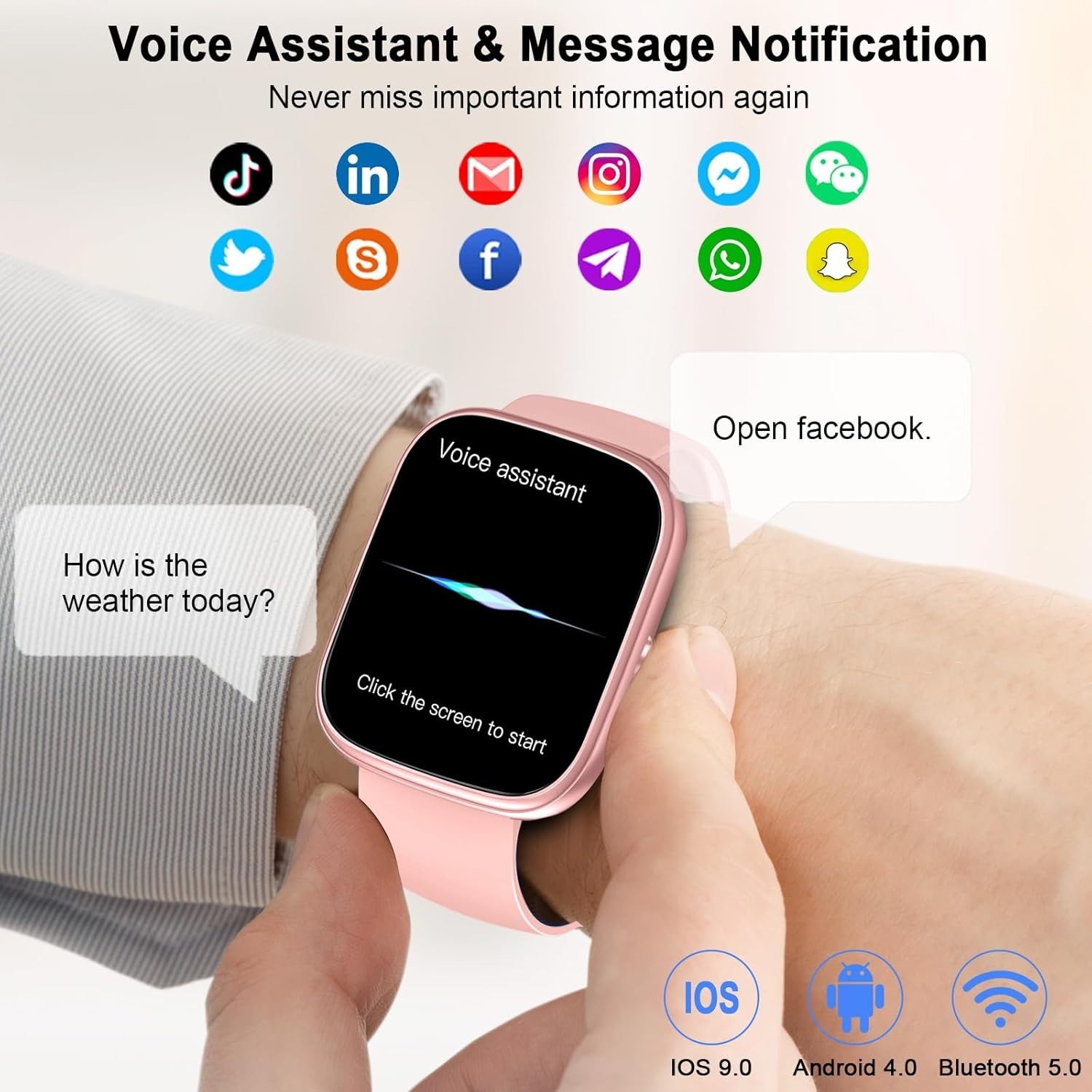 Reloj Inteligente Rose Para Mujer Compatible Con Alexa Iphone Android Samsung De