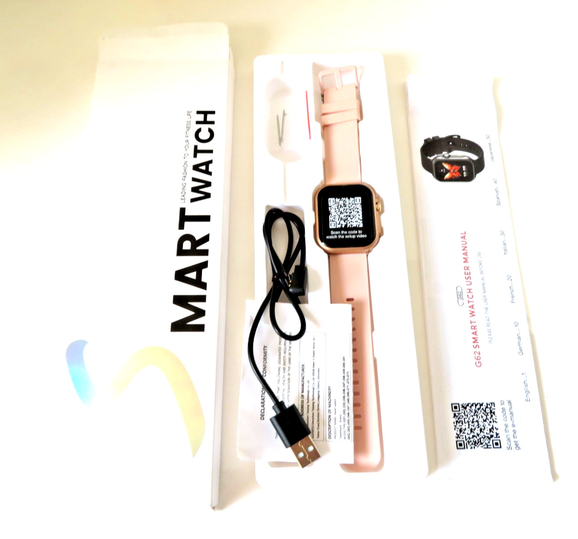 Women’s Smart Fitness Watch By G62 iOS/Android 1.85″ Pink