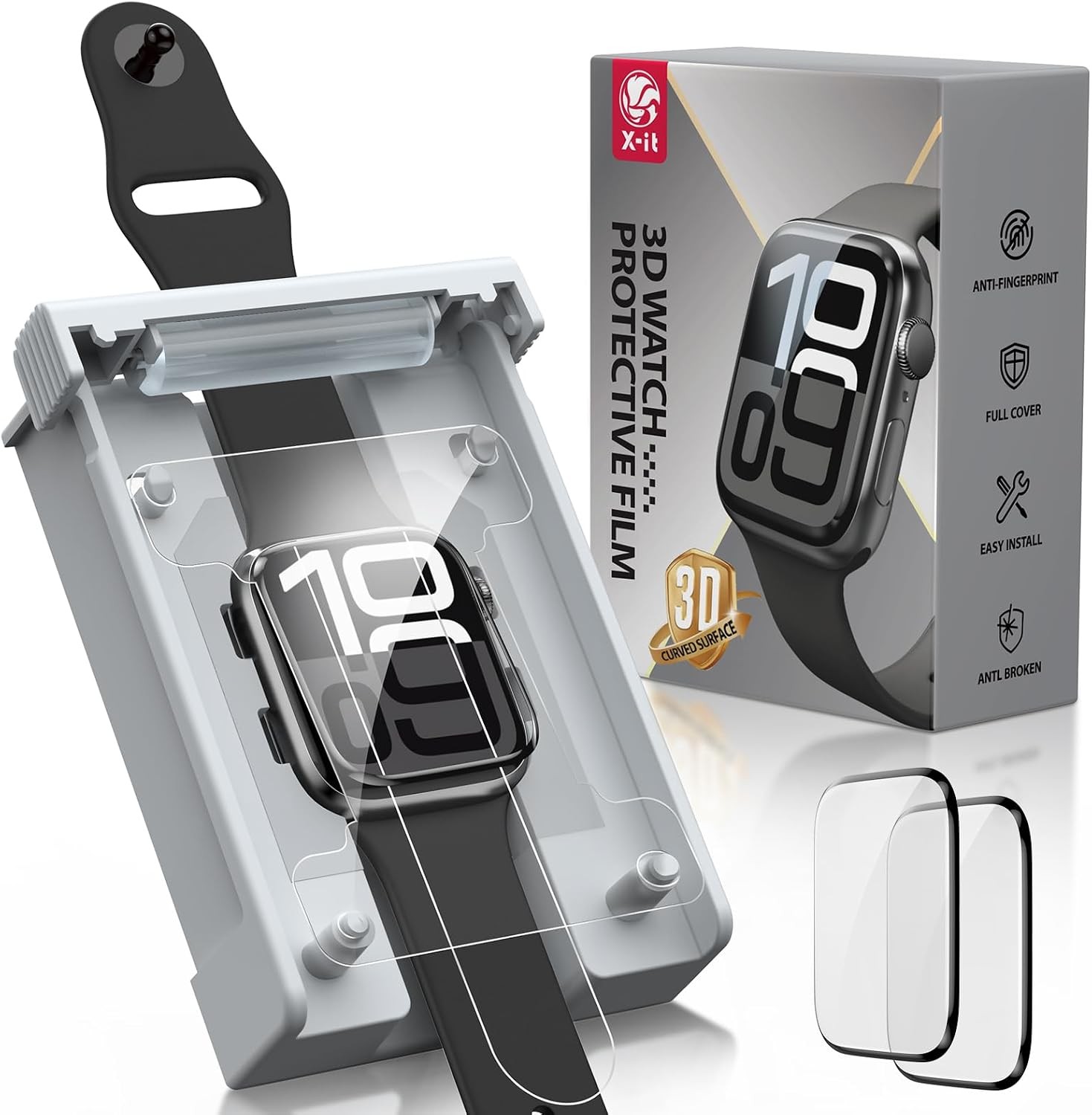 2 Packs Screen Protector for Apple Watch Series 11/10 46mm Automatic Align Tech