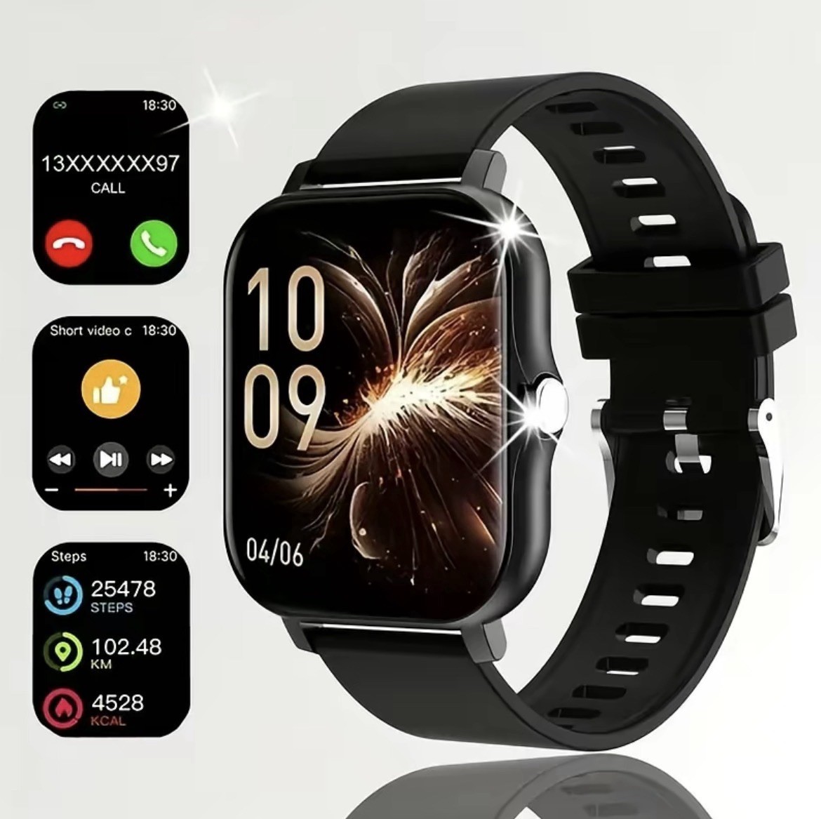 Bluetooth Smart Watch Fitness Tracker Heart Rate Sleep Monitor for Android iOS