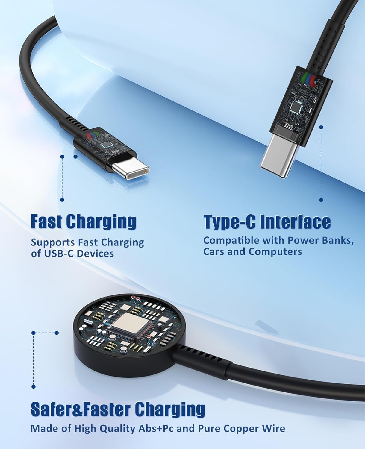 Samsung Watch Charger Fast Charging, 2 in 1 Galaxy Watch Phone Charger 6ft 25W U