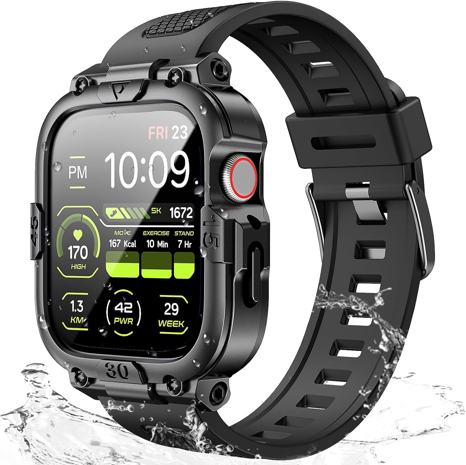 Waterproof Case with Band for Apple Watch 45mm 44mm 41mm 40mm Rugged Bumper