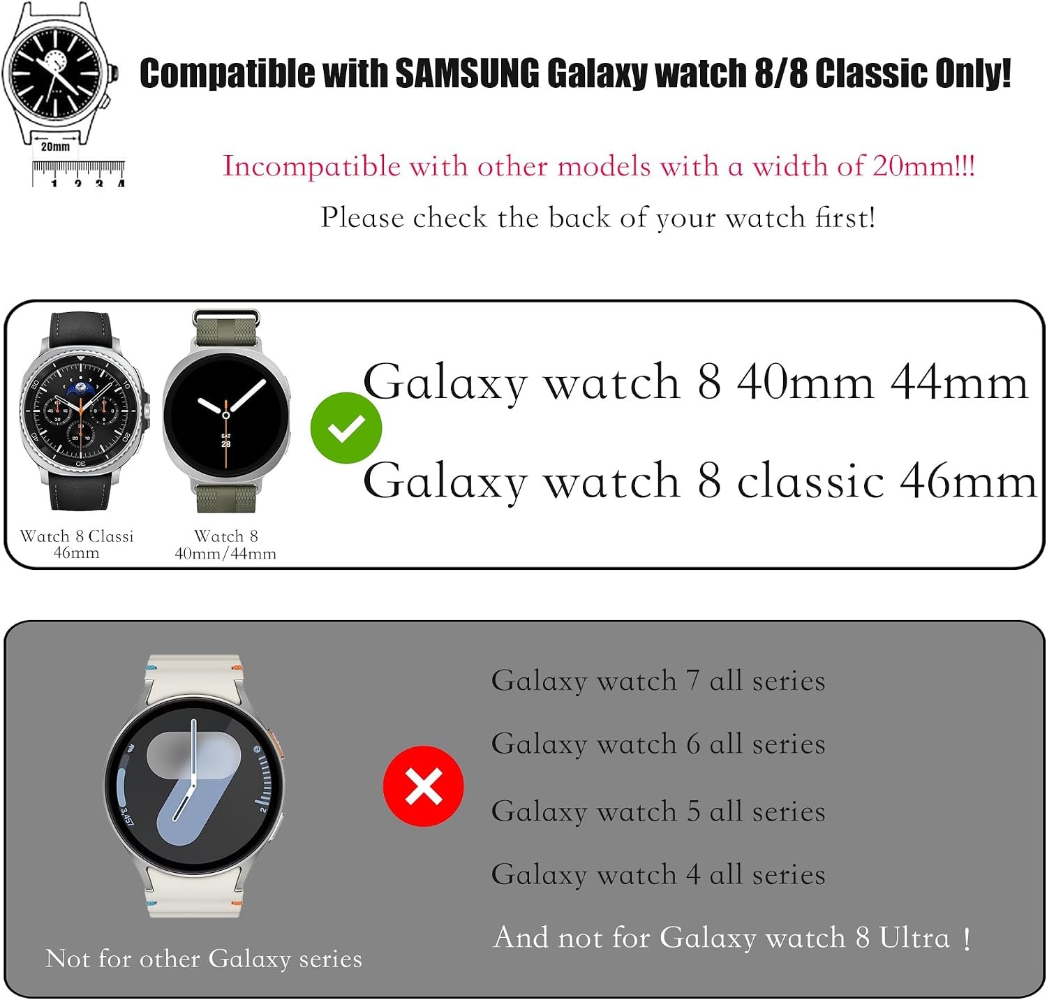 Scrunchie Band Compatible with Samsung Galaxy Watch 8 40mm 44mm