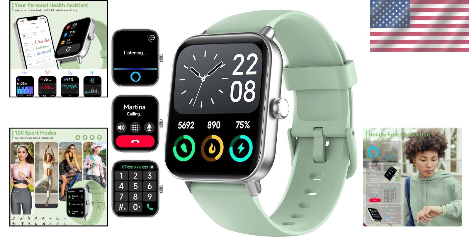 Smartwatch with Waterproof & Heart Rate Monitor//