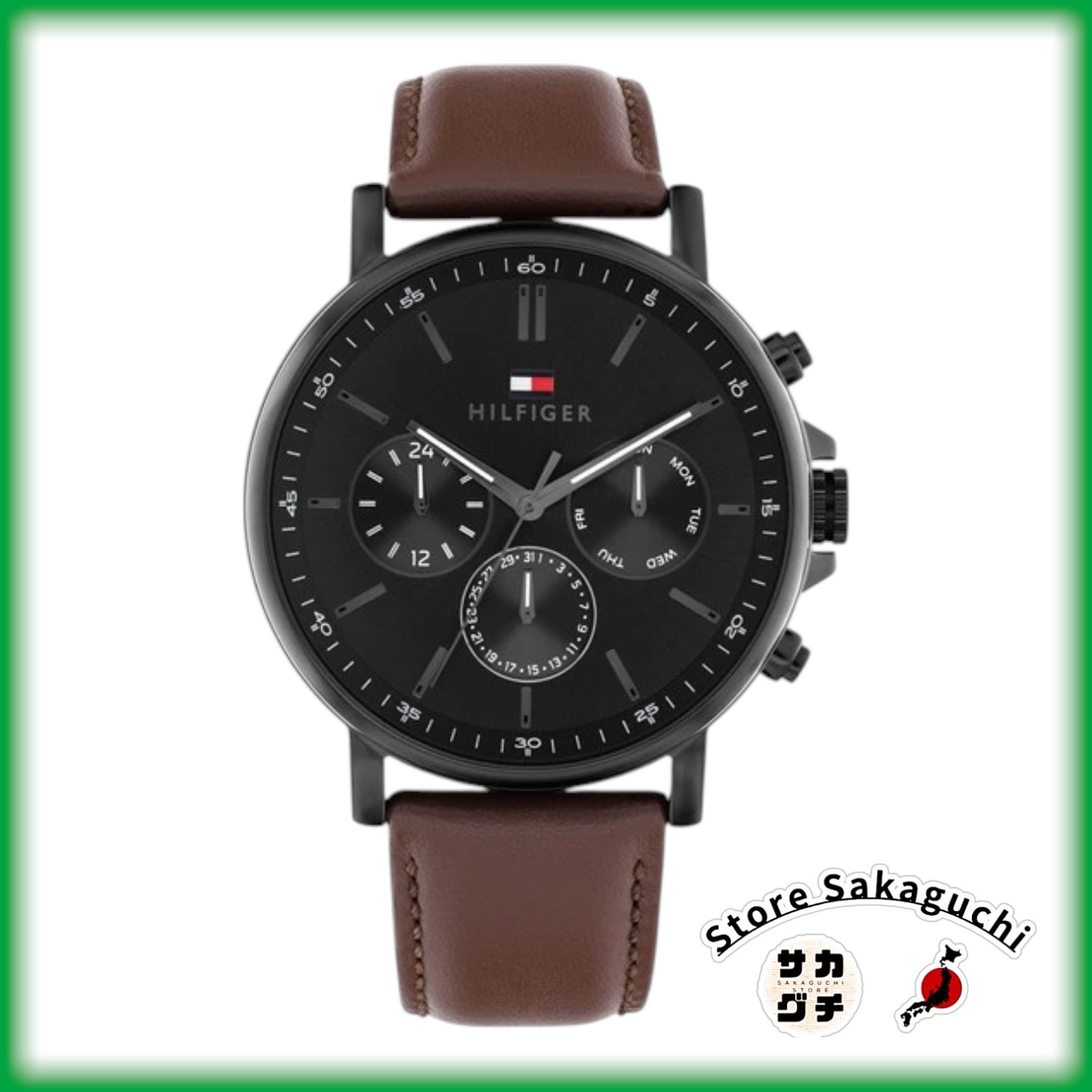 Tommy Hilfiger TYSON Men’s Watch 1710704 Black IP Multi-Function Leather