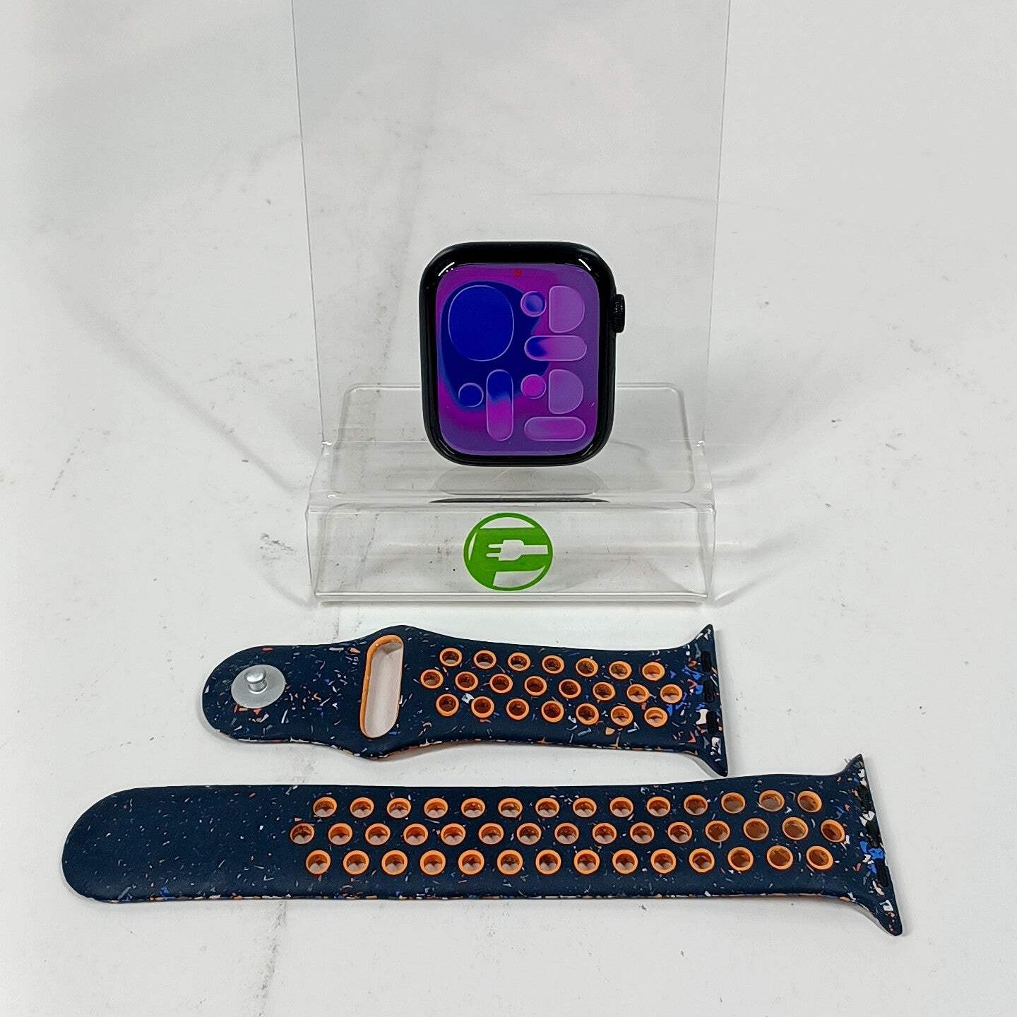 GPS Only Apple Watch Series 9 45MM Midnight Aluminum Blue Flame Nike Sport Band
