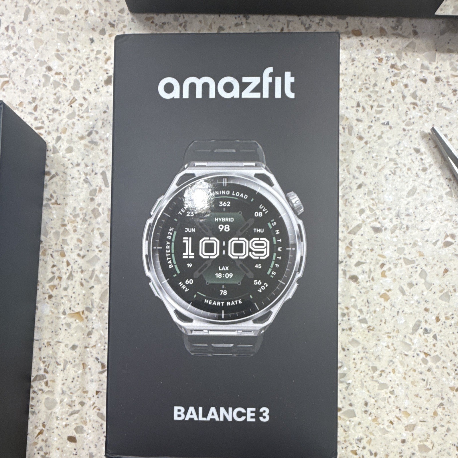Amazfit Balance 3 51mm Stainless Silver Case Black Silicone Band HR Monitor