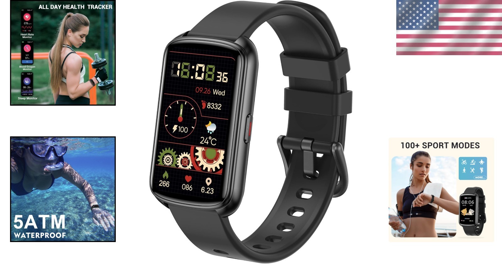 1.47” Waterproof Smartwatch – Heart Rate & Blood Oxygen Activity Tracker
