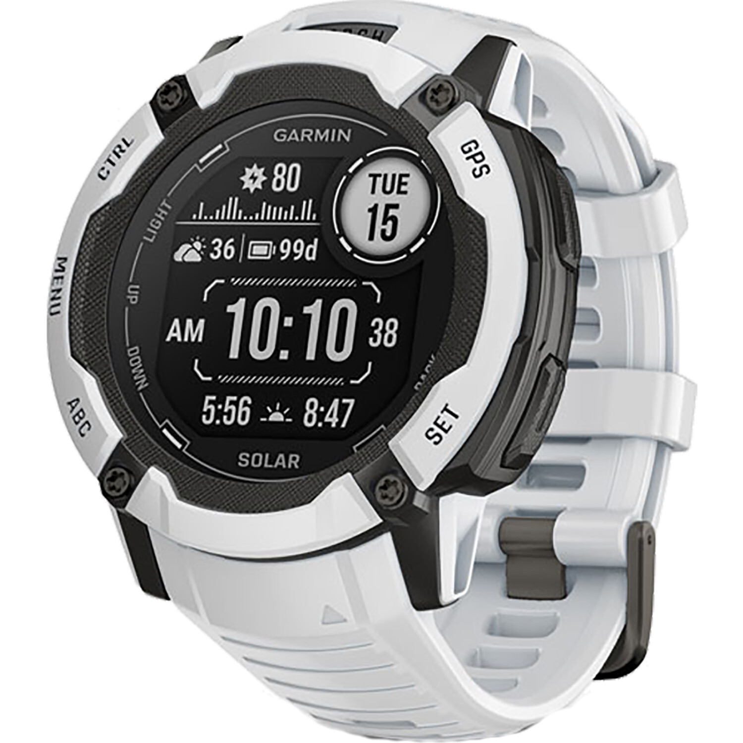 Garmin Instinct 2X Solar 50mm Whitestone GPS + Bluetooth Smartwatch NEW