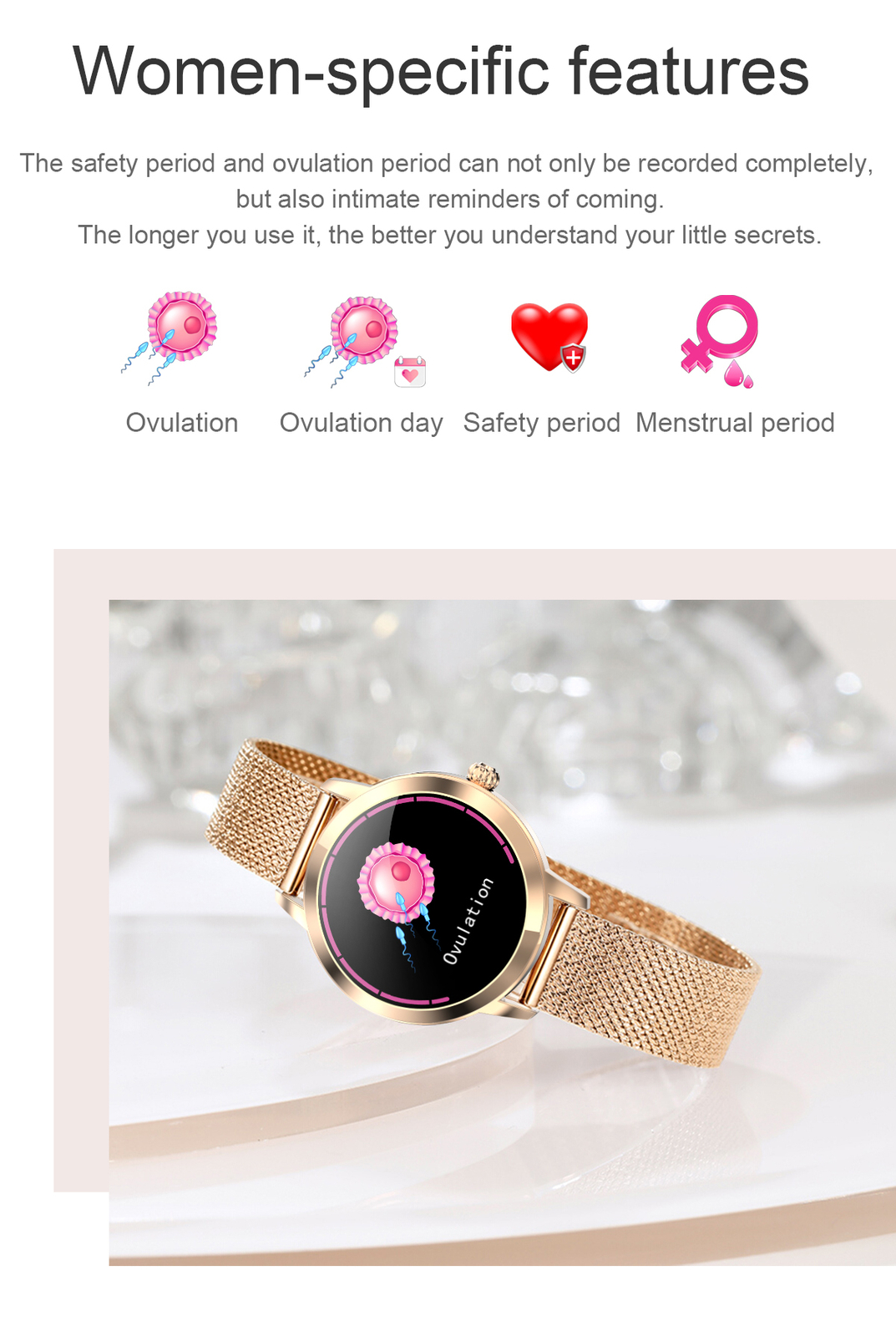 Waterproof Smart Watch Women Luxury Sports Bracelet Wristwatch for Ladies Girls