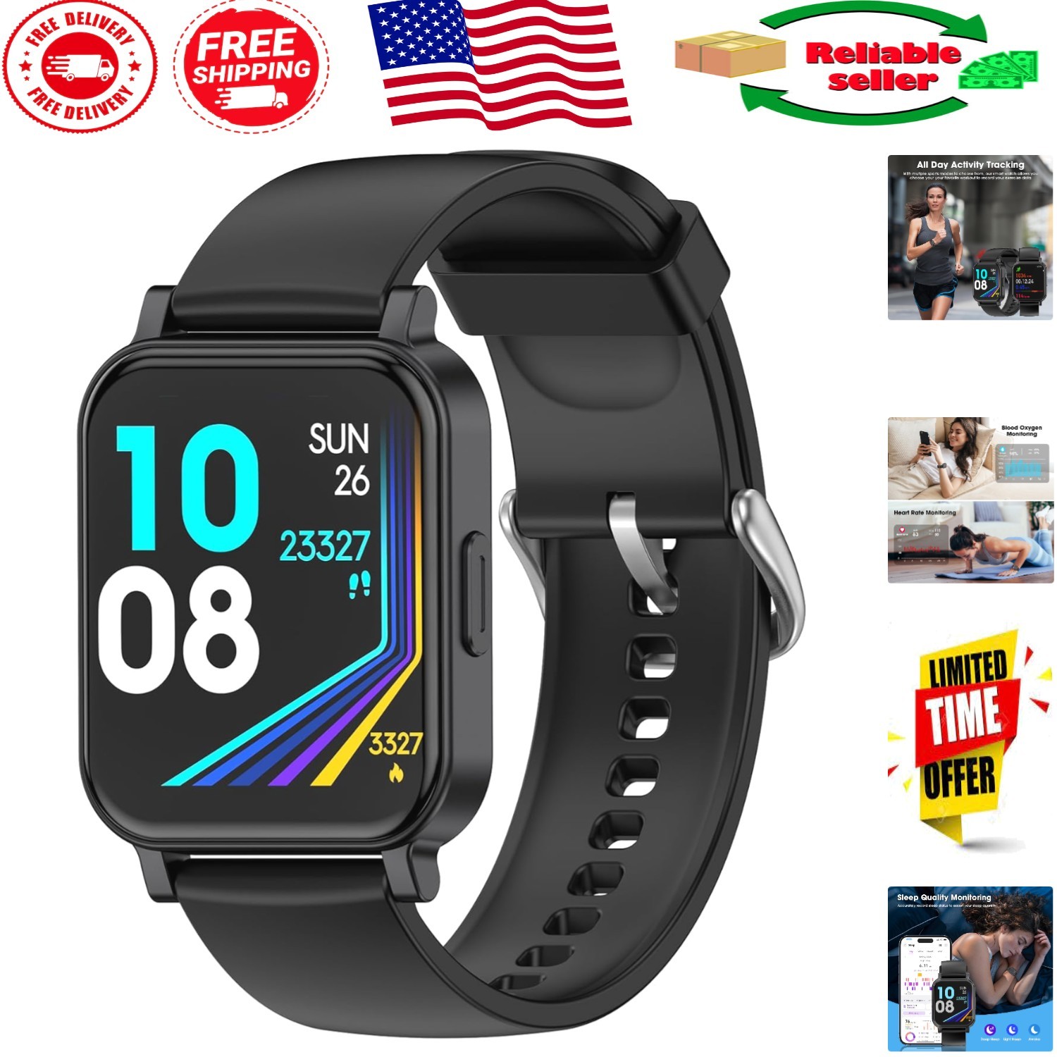 Luxury Fitness Tracker Smart Watch: Real-Time Heart Rate, Sleep & Oxygen Monitor