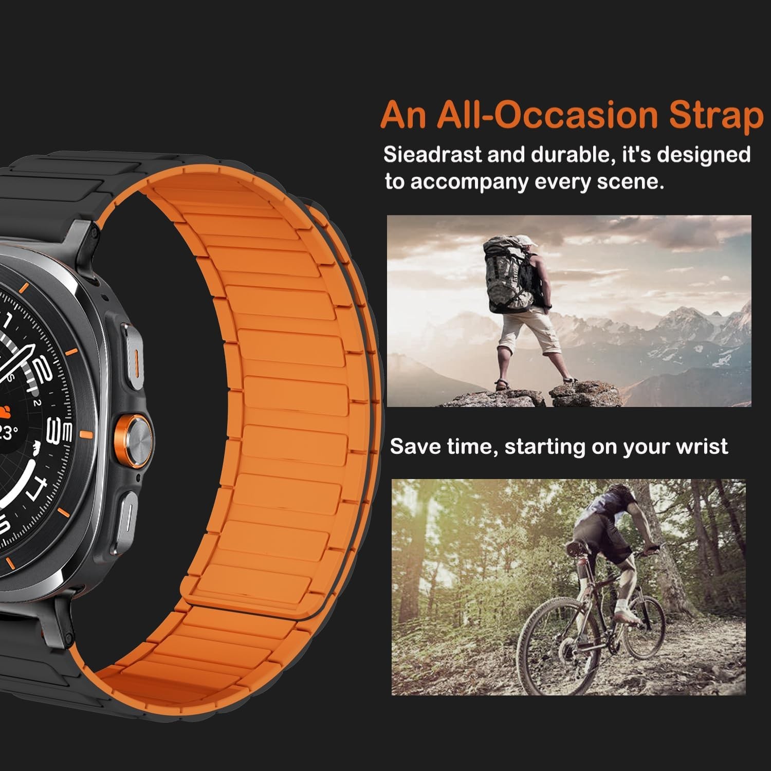 Silicone Magnetic Band for Samsung Galaxy Watch 7 Ultra 47mm, No Gap Design