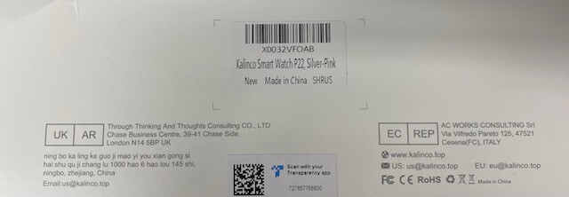 NEW KALINCO SMART WATCH ModelNumber P22, Silver Pink.