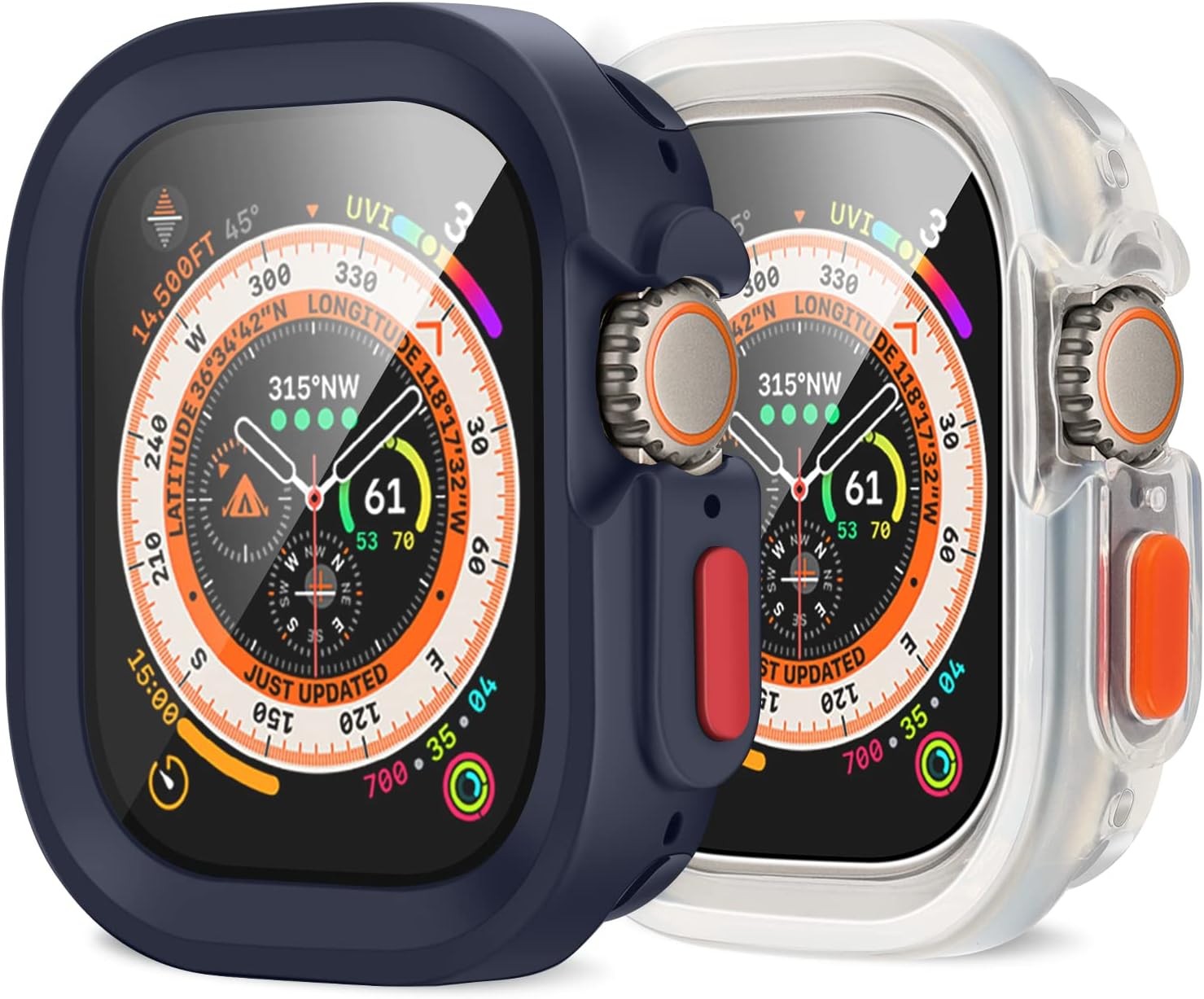 2 Pack Rugged Case for Apple Watch Ultra 49mm Shockproof Bumper Cover