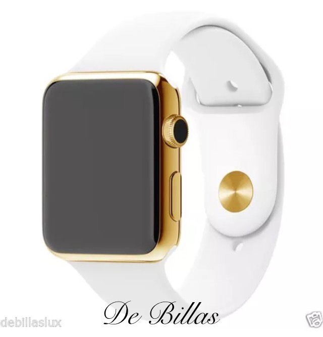24K Gold Plated 42MM Apple Watch Series 2 Stainless Steel Case Gold Links Band