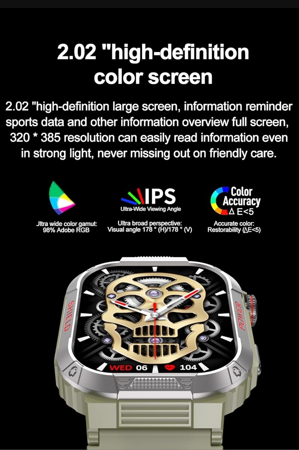 Military Smart Watch Blue Camo Answer/Make Call 2.02″ Screen SpO2 Android iOS