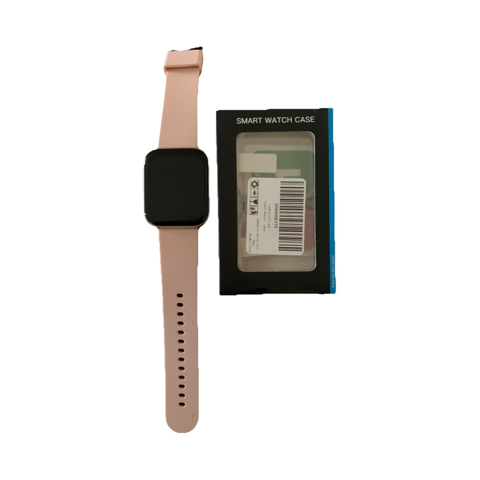 Pink Silicone Band Gold Metal Case 44mm Smart Watch Fitness Tracker Bluetooth