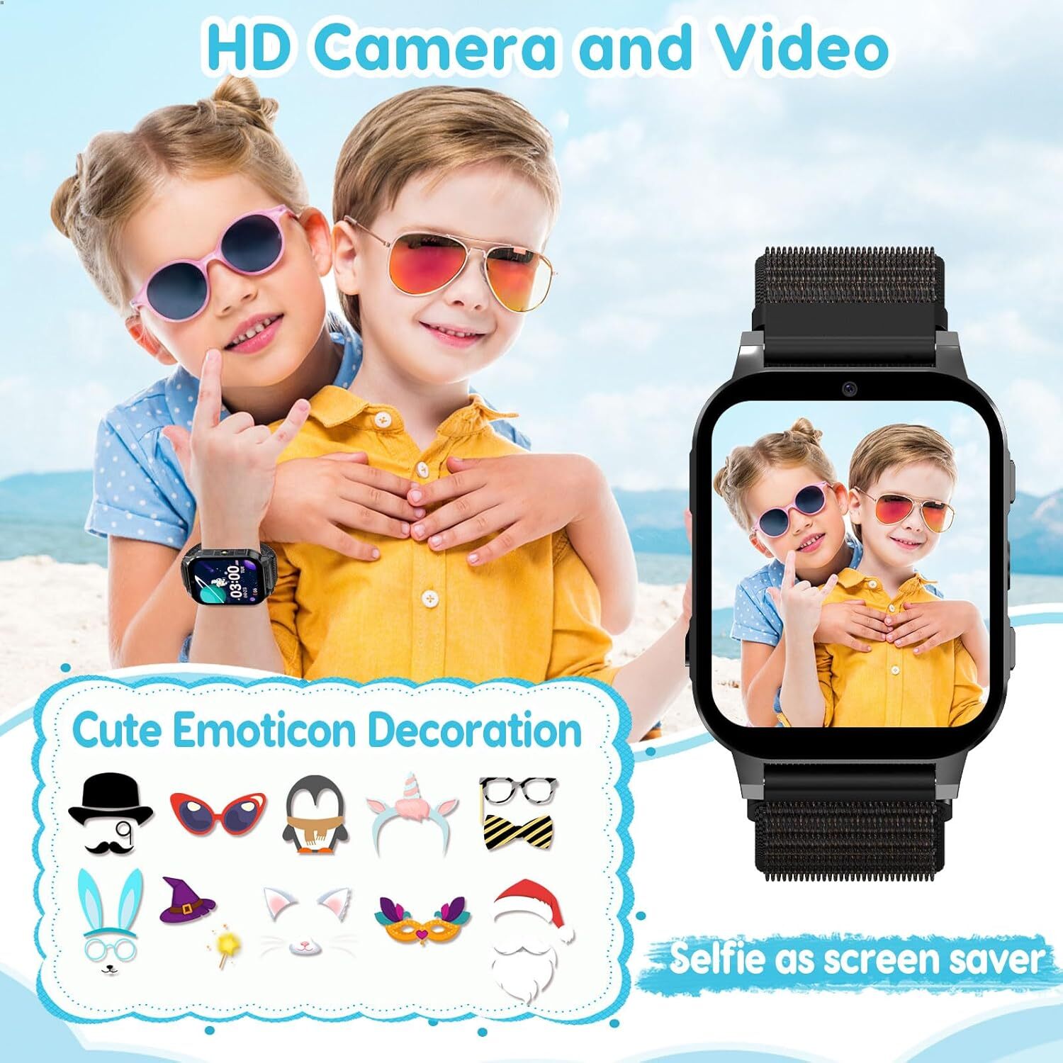 Smart Watch for Kids with 30 Puzzle Games Camera Music Pedometer Boys Girls Gift