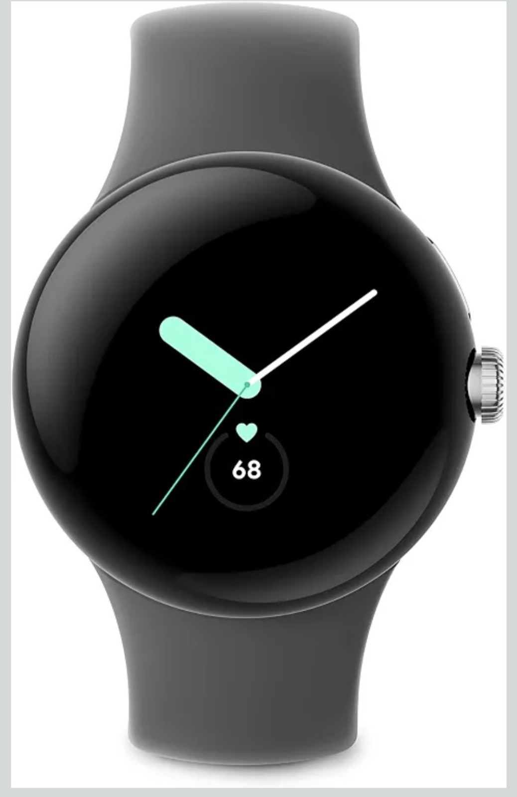 Google Pixel Watch LTE 41mm Silver Stainless Case Charcoal Band GPS NFC