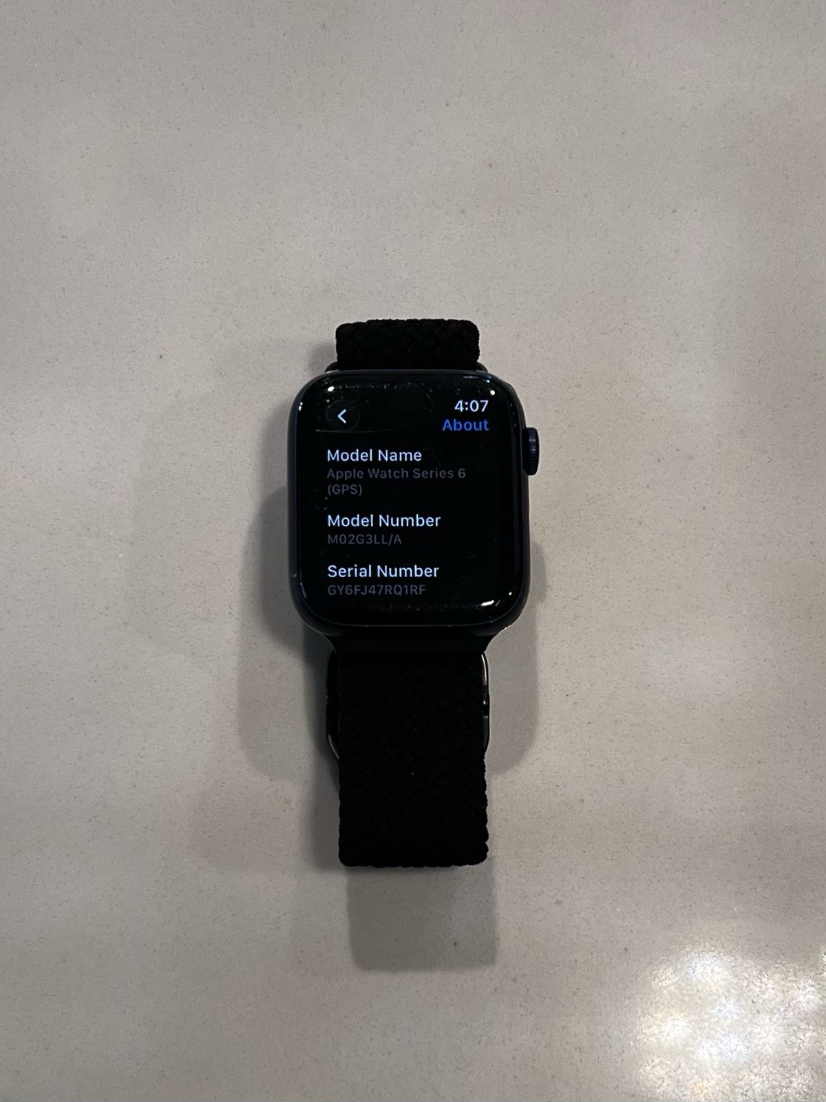 Apple Watch Series 6 – 44mm, GPS Blue Aluminum Case w/ Black Braided Loop A2292