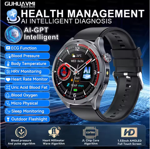 Round AMOLED Fitness Smart Watch Bluetooth Call Activity Tracker IP68 1.53in