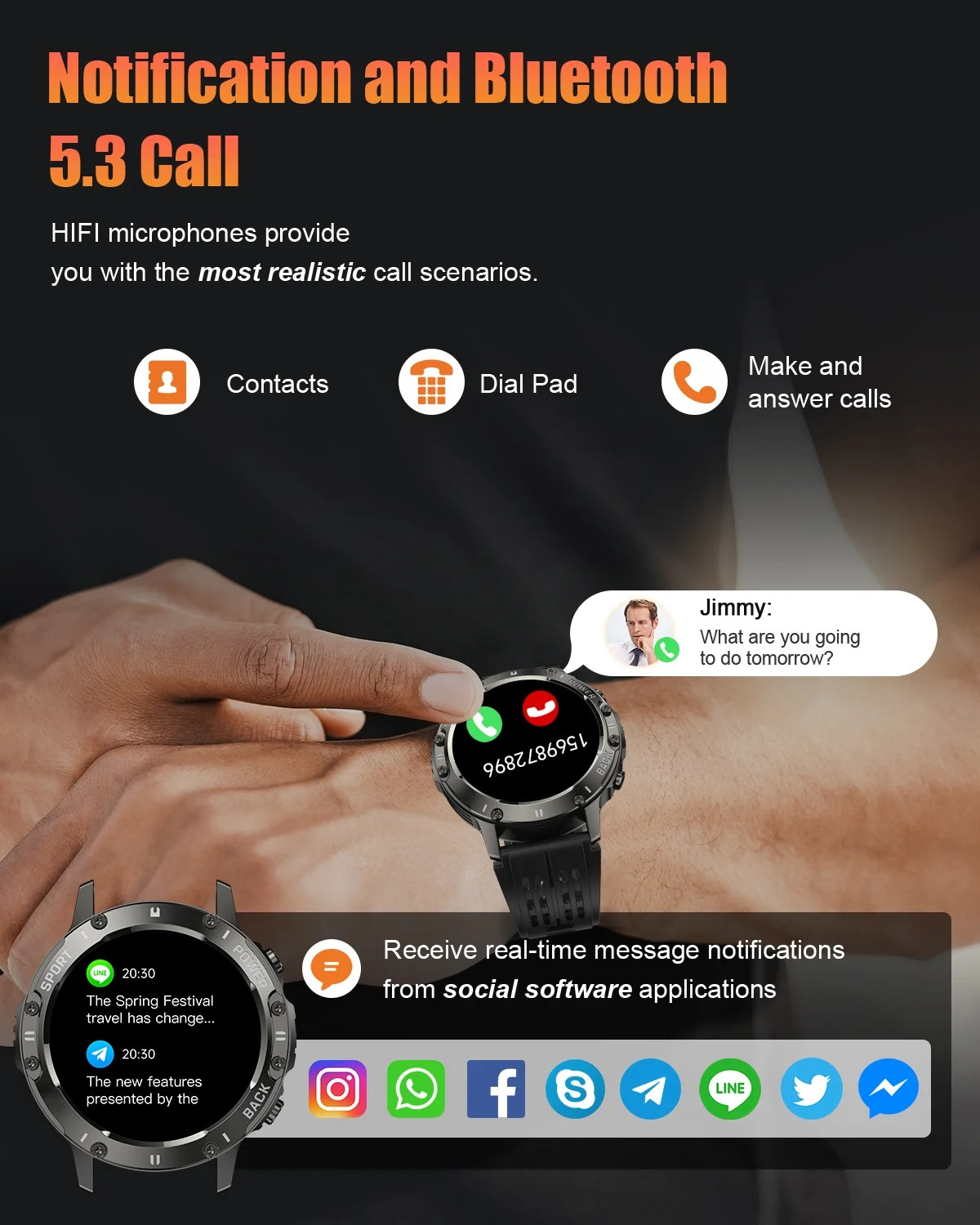 Men’s Luxury Smart Watch, 1.39″ AMOLED, Call & 114 Sports Modes