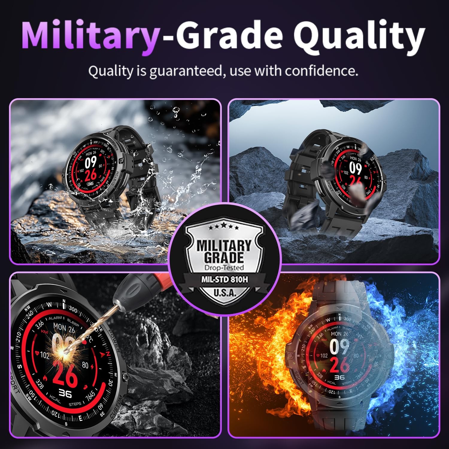 GPS for Men with Compass 1.46” Tactical