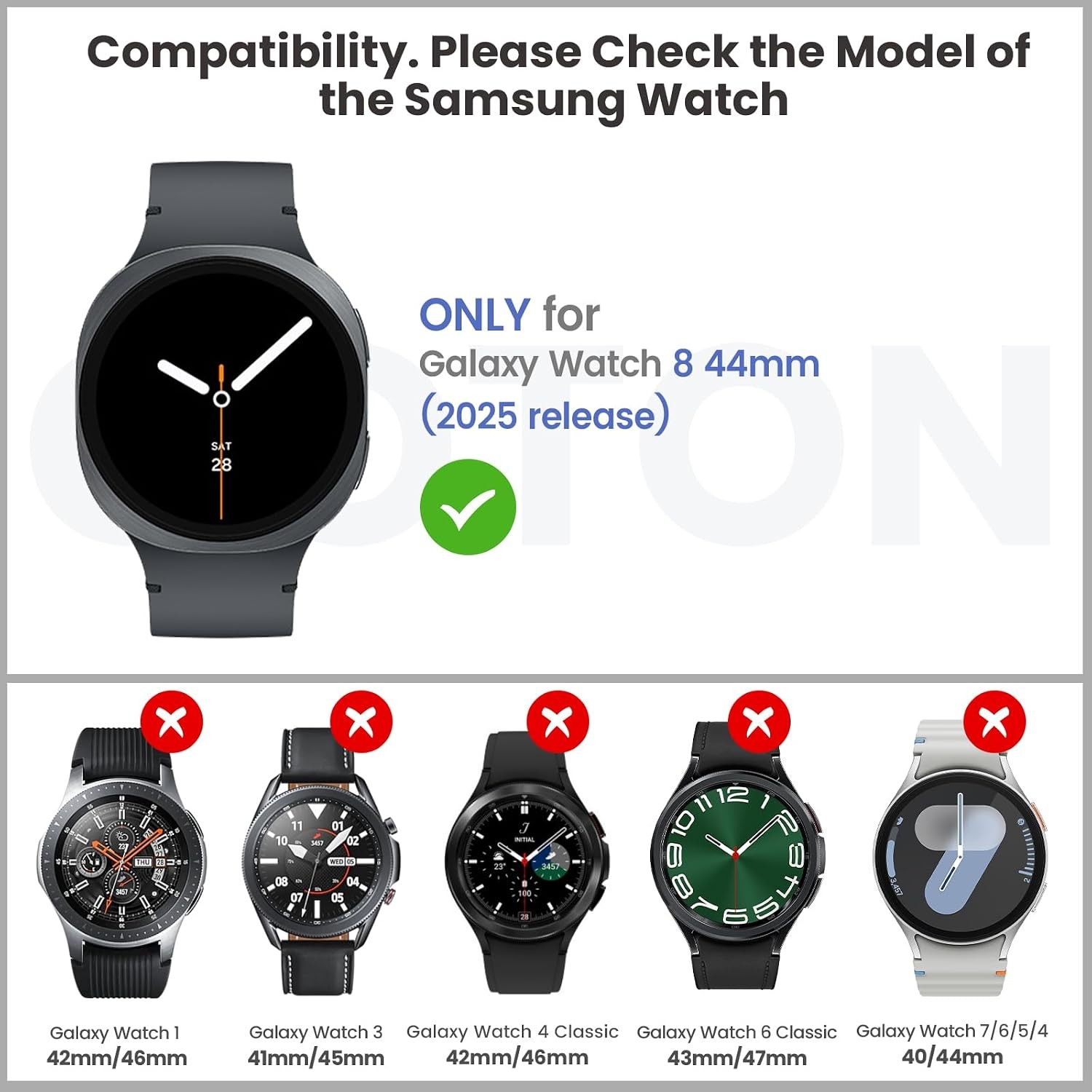 Case for Samsung Galaxy Watch 8 44mm Waterproof, Touch-Responsive, 1-Pack