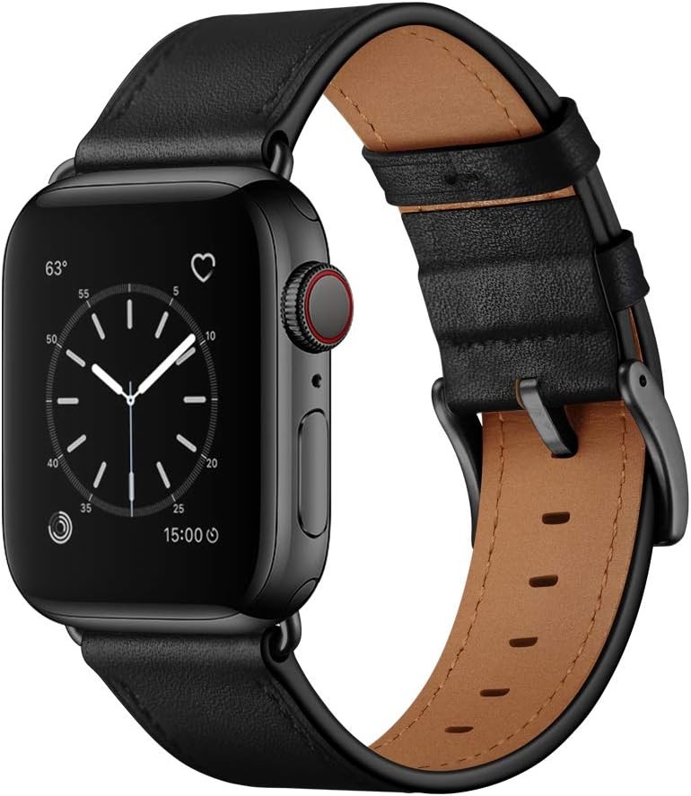 Genuine Leather Strap Compatible with Apple Watch Ultra 49mm/Series 11 Black