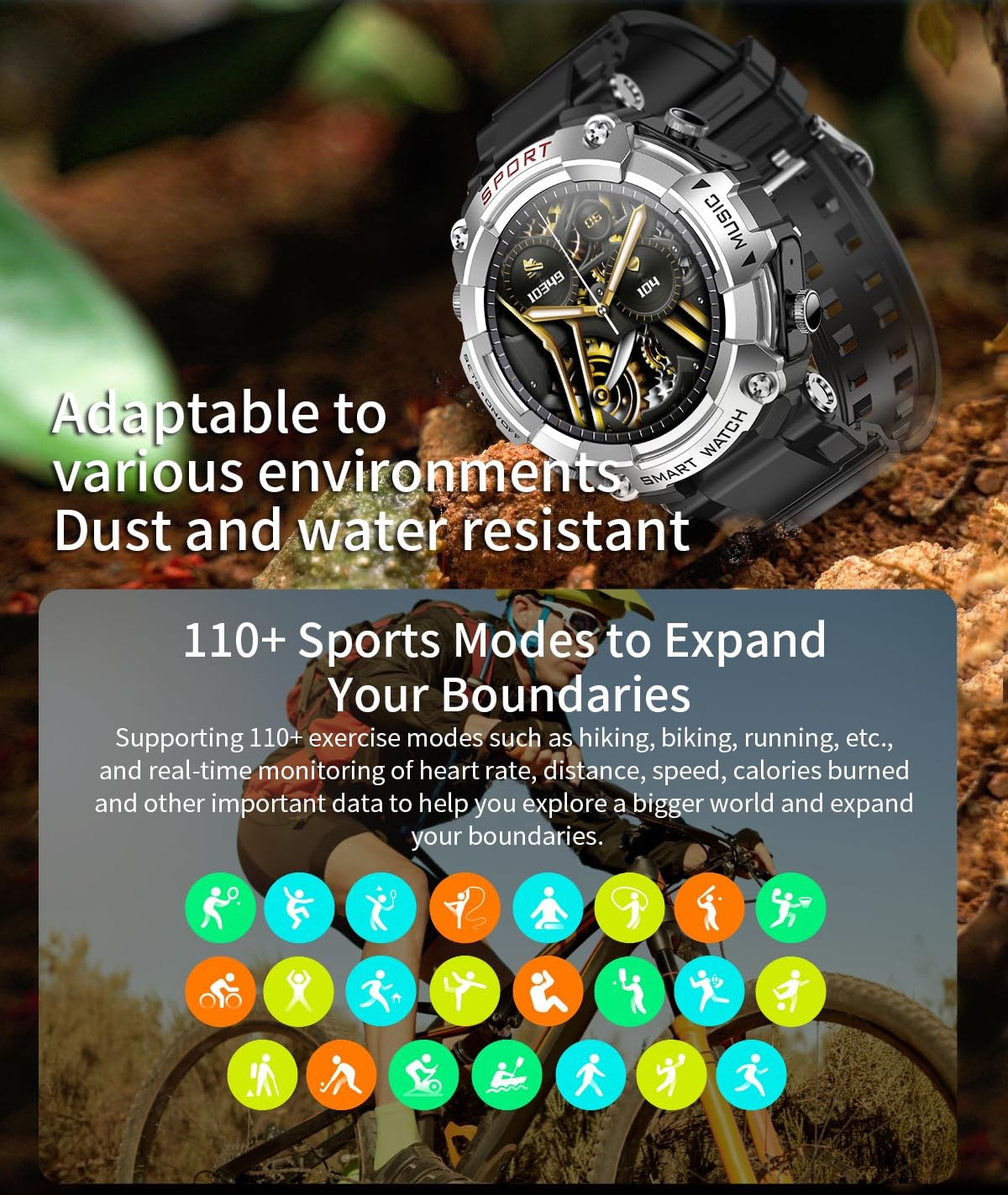 Smart Watch with Earbuds for Men Women,1.52″ HD Screen,9D Sound,Fitness & Sle…