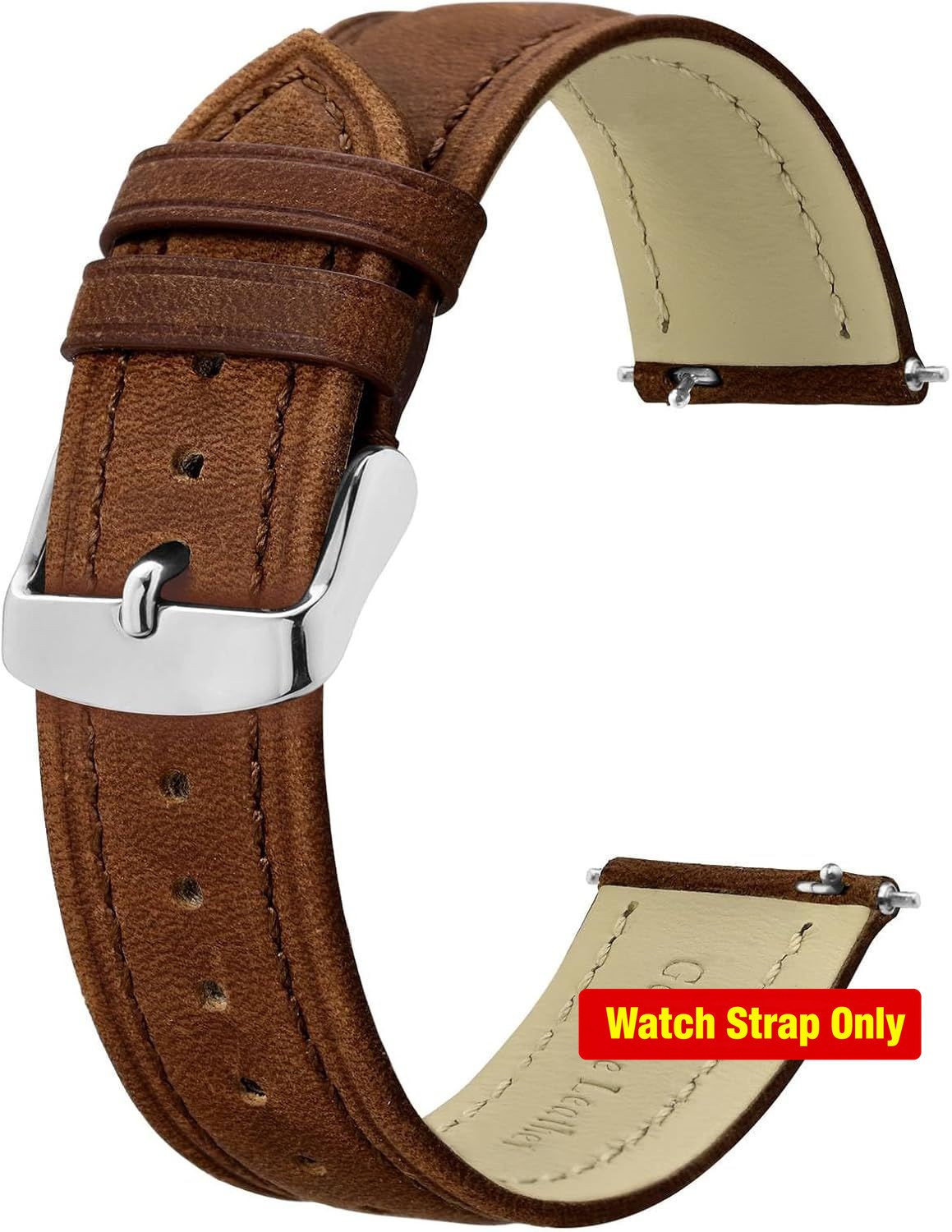 Leather Watch Band for Large Wrists, Extra Long 22mm Strap Compatible with Watch