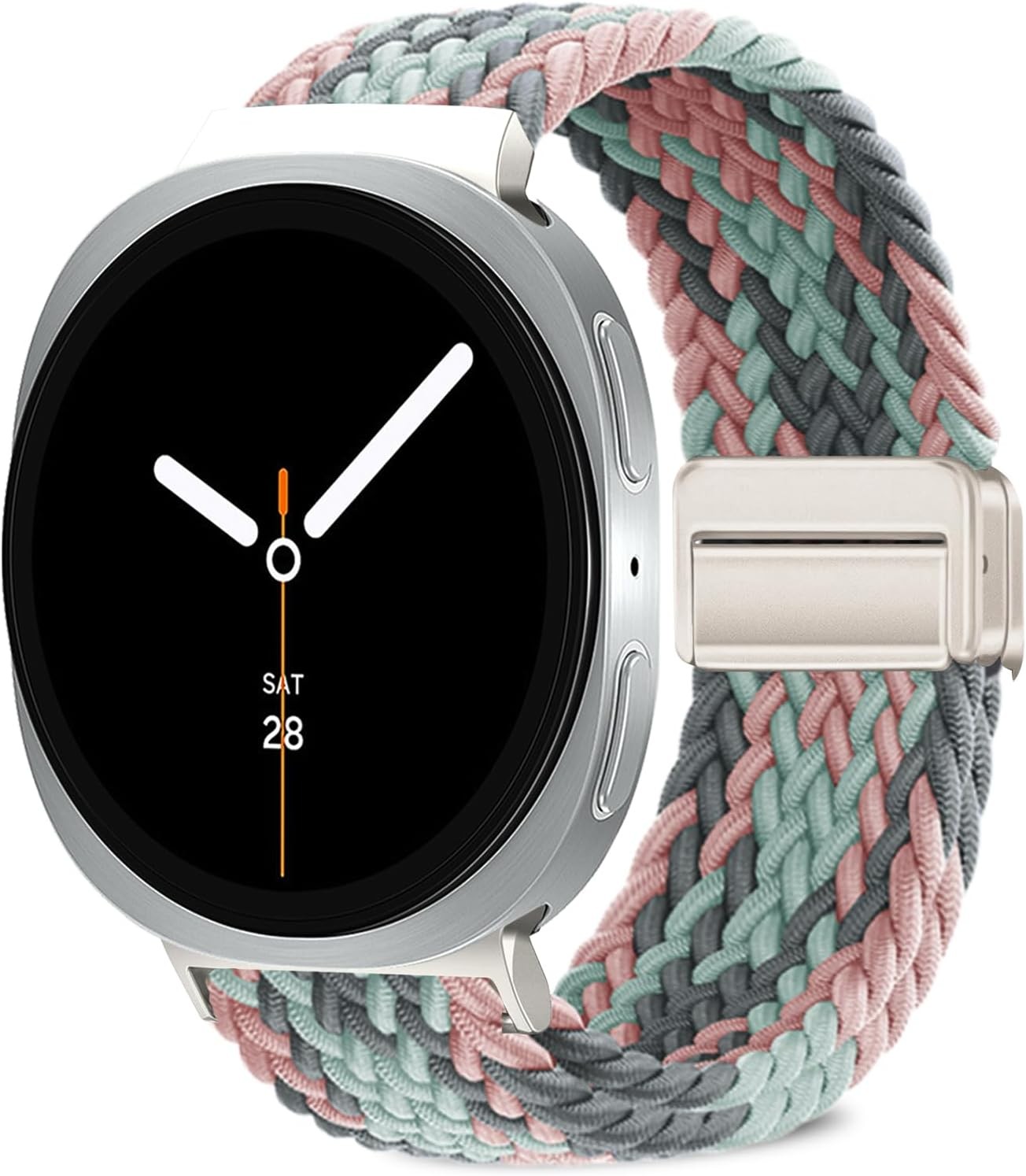 Colorful Pink Magnetic Braided Watch Band for Galaxy Watch 9/8 40mm 44mm, Unisex