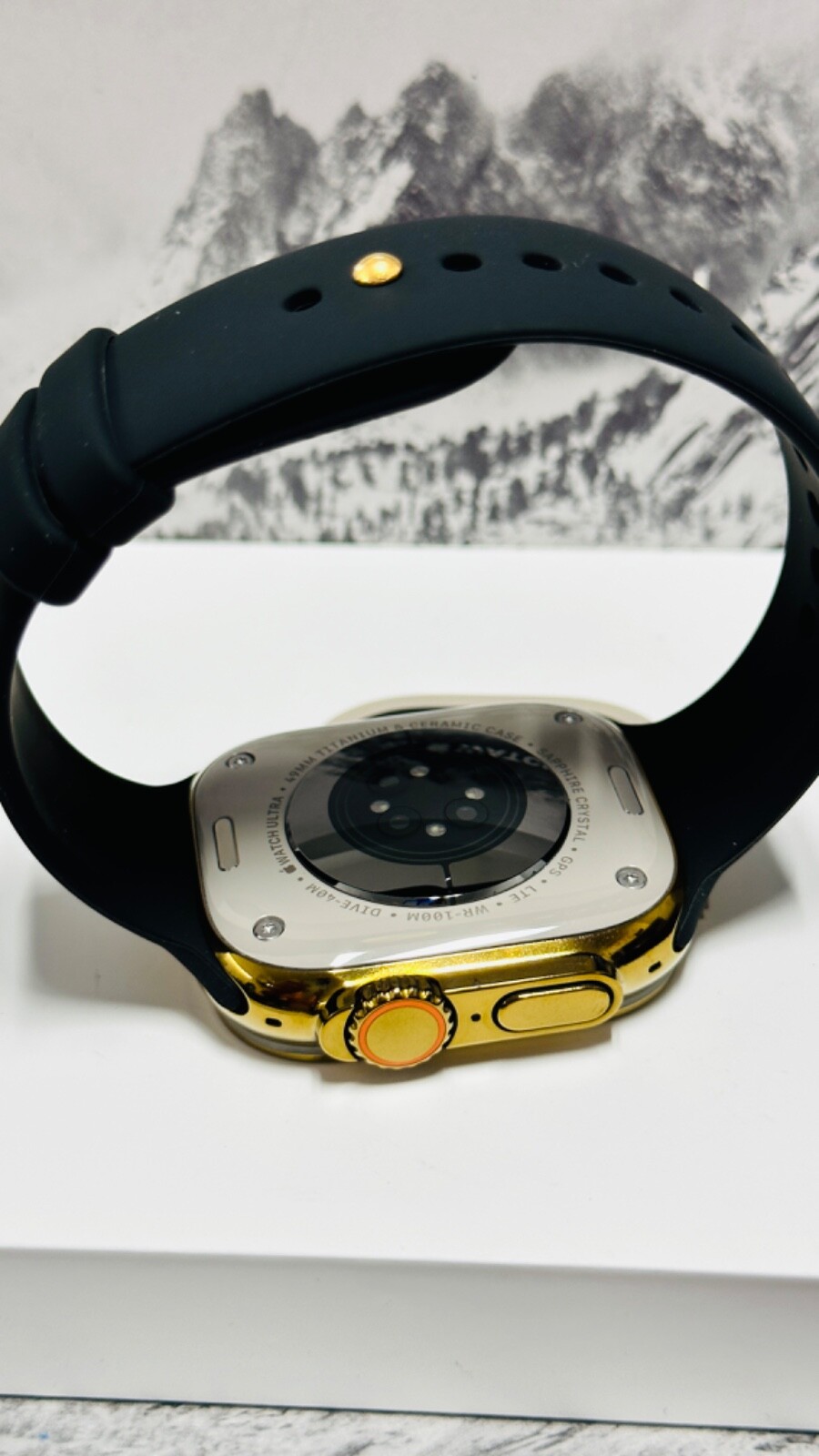 Custom Anodized 49MM GOLD Apple Watch ULTRA 2 Titanium Black Band Gold Plated Pi