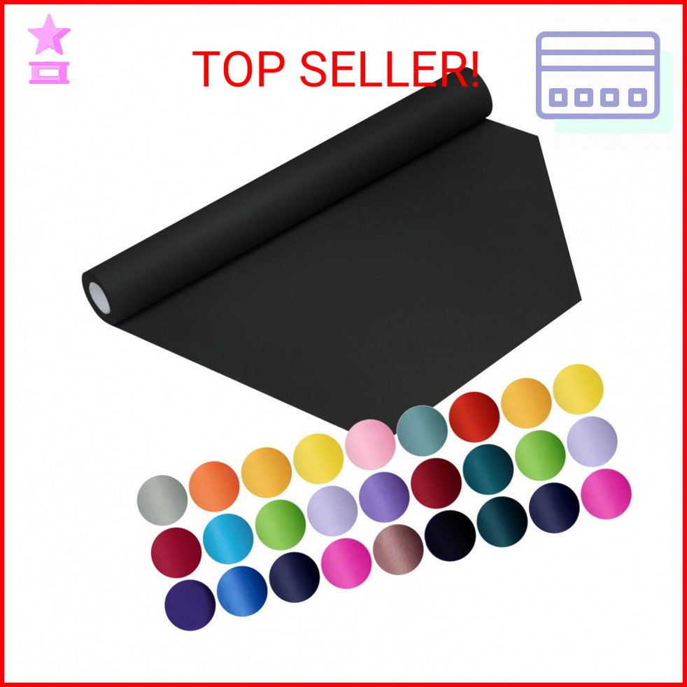 SMART&CASUAL Black Wrapping Paper 17.8″ x 760″ (63′) Kraft Craft Paper Roll for