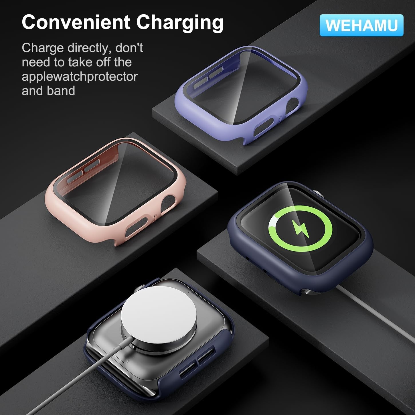 6-Pack PC Case & Glass for Apple Watch 42mm, Ultra-Thin Bumper + Tempered Glass