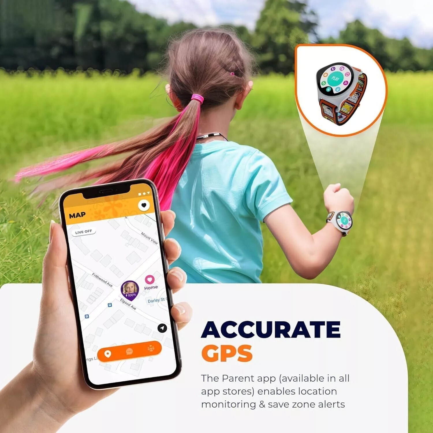 NickWatch GPS Tracking Smartwatch by Nickelodeon (NICKW001-2) App,Chat,Call etc