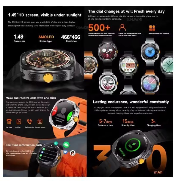 Smartwatch DT Watch 7 Ultra 32 GB GPS NFC Compass Health Monitor Fitness Tracker
