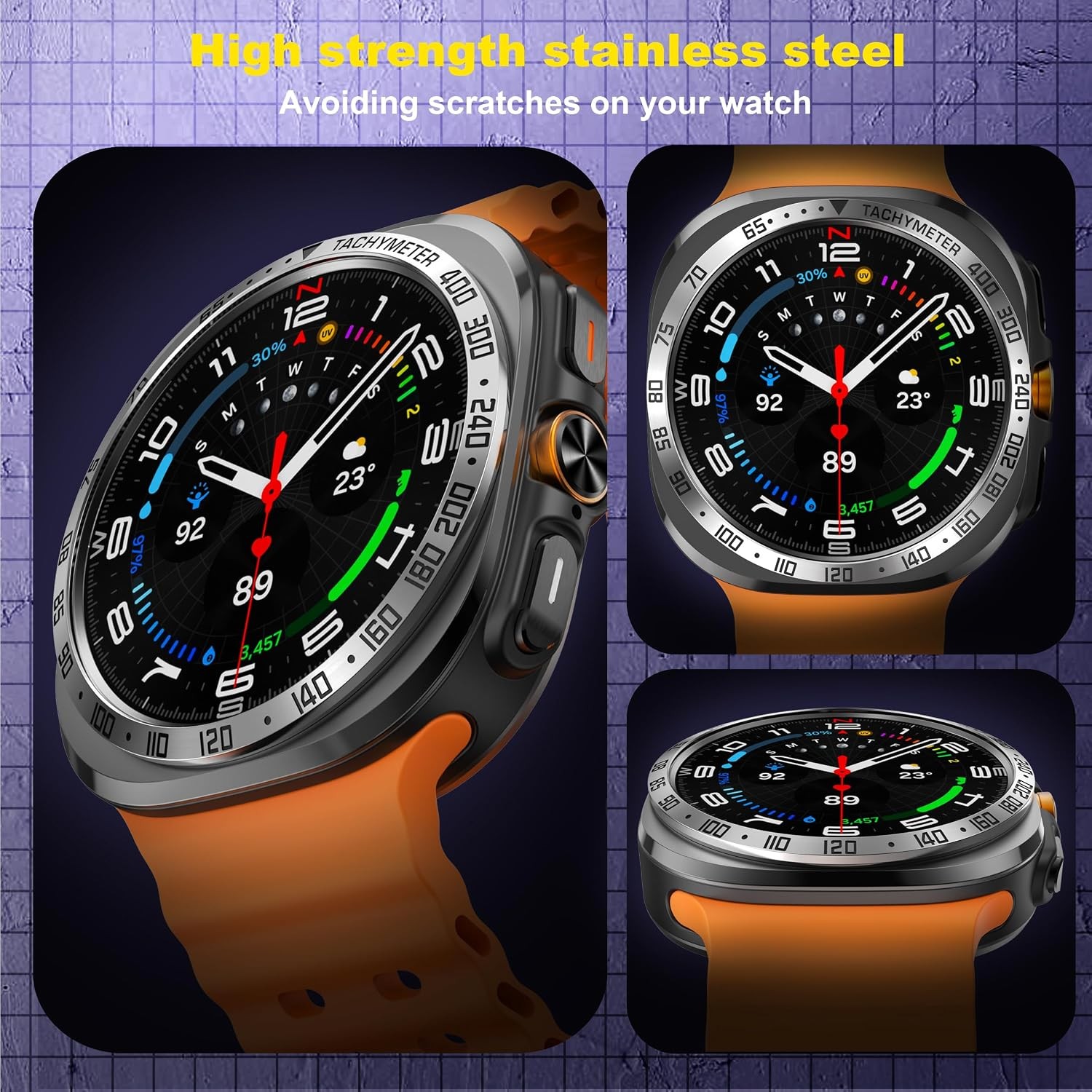 Stainless Metal Bezel Cover for Samsung Galaxy Watch Ultra 47mm with Screen Prot
