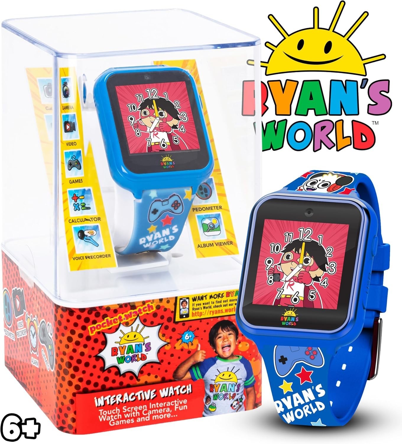 Ryan’s World Kids Smart Watch – Touchscreen Fun, Camera & Pedometer, Ages 4-12